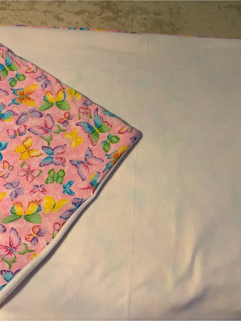 Pink sparkles Butterfly Print Fabric home made blanket!